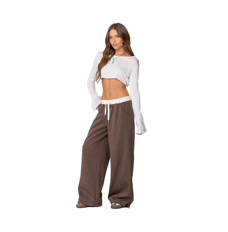 Edikted Womens Mikki Wide Leg Sweatpants