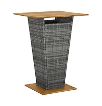 vidaXL Bar Table Gray 31.5"x31.5"x43.3" Poly Rattan and Solid Acacia Wood