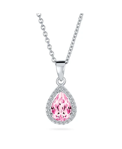 Bling Jewelry Cubic Zirconia Classic Large Cz Teardrop Solitaire Pendant Necklace .925 Sterling Silver