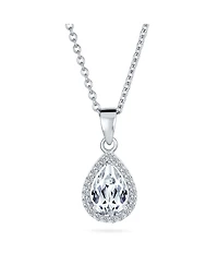 Bling Jewelry Cubic Zirconia Classic Large Cz Teardrop Solitaire Pendant Necklace .925 Sterling Silver