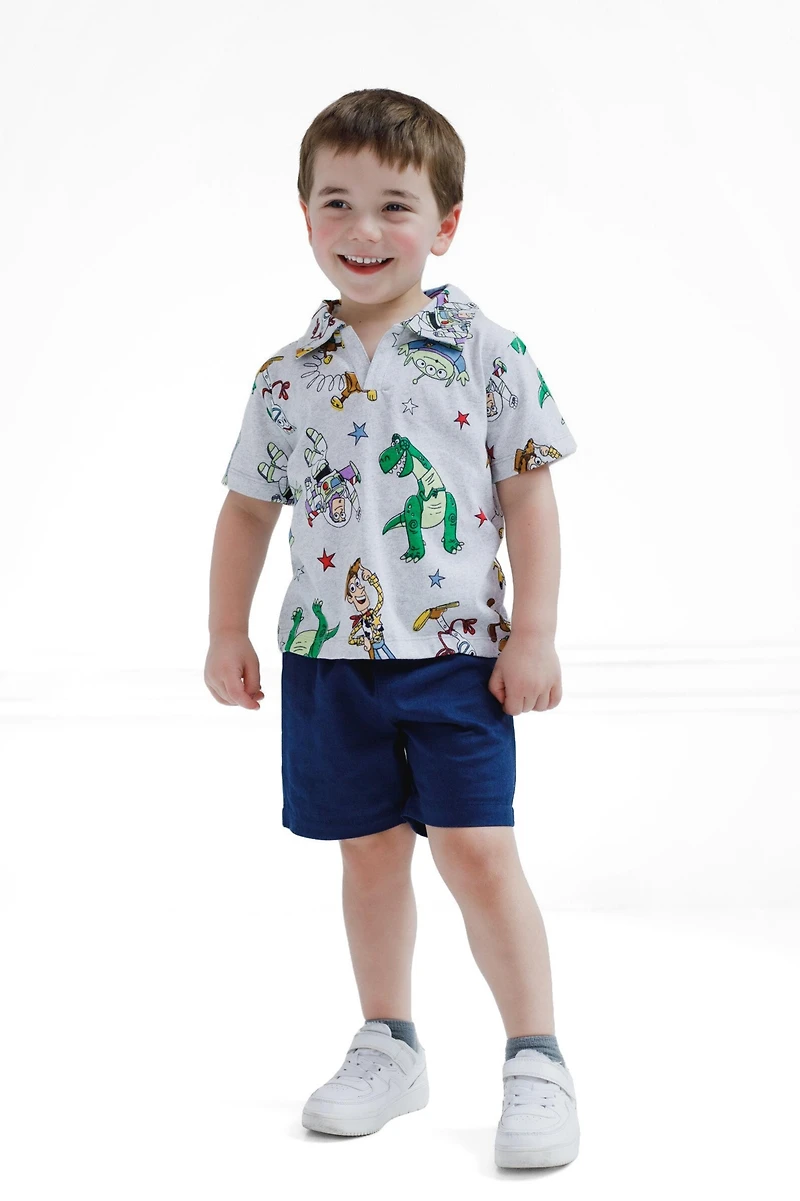 Disney Toddler Boys Polo Shirt and Twill Shorts Outfit Set to (2T - 10-12)