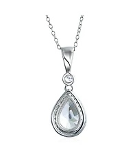 Bling Jewelry Cubic Zirconia Traditional Classic Large Cz Teardrop Solitaire Pendant Necklace .925 Sterling Silver