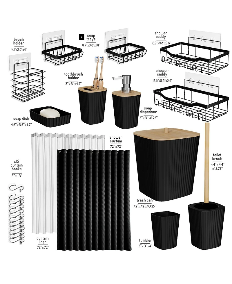 25 Piece Complete Bathroom, Vanity & Shower Accessories Set - White