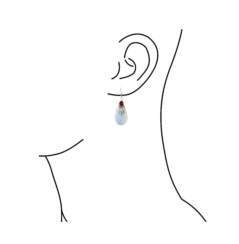 Bling Jewelry Western Style Rainbow Opalite Glass Teardrop Pear Shaped Dangle Earrings Sterling Silver Fish Hook