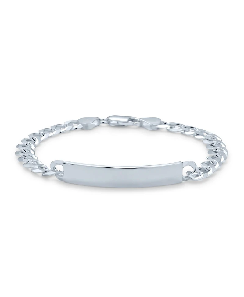 Bling Jewelry Bar Name Plated identification Id Bracelet 6 Mm Miami Cuban Curb Link Chain Link 200 Gauge Sterling Silver