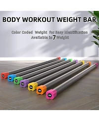 Signature Fitness Total Body Workout & Exercise Weighted Bar Padded Grip