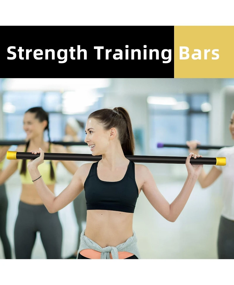Signature Fitness Total Body Workout & Exercise Weighted Bar Padded Grip