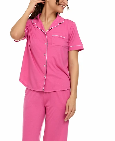 Flora by Nikrooz Women's Annie Notch Top and Capri Pajama Set