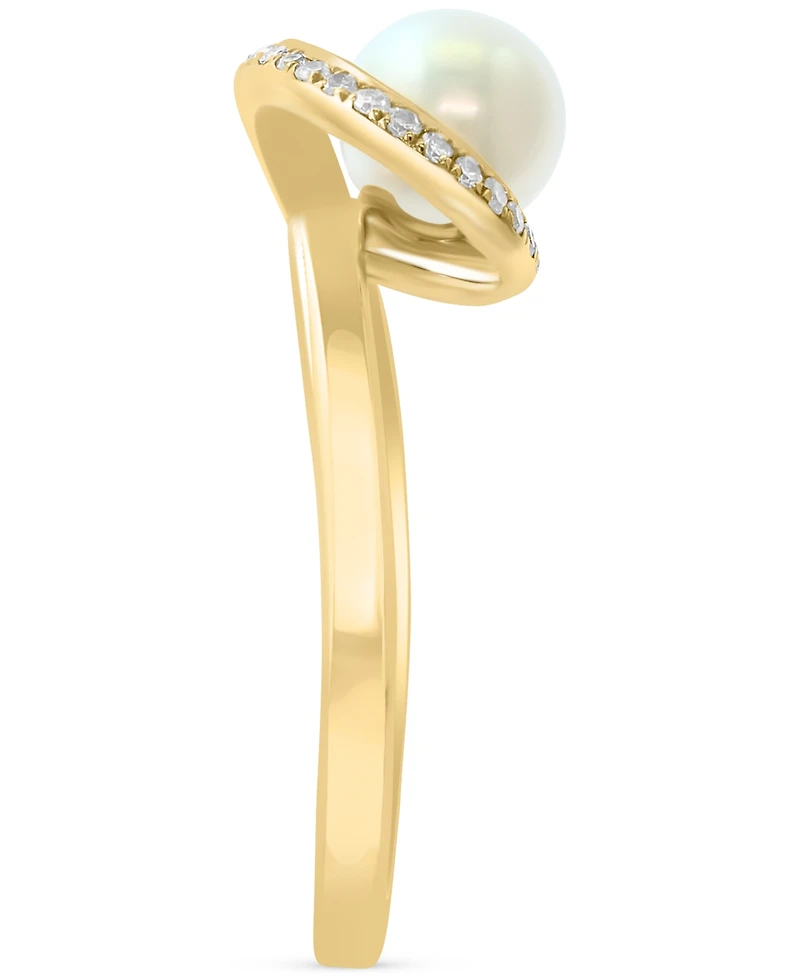 Effy Cultured Freshwater Pearl (6mm) & Diamond (1/10 ct. t.w.) Statement Ring in 14k Gold