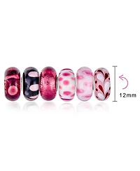 Bling Jewelry Sterling Silver Murano Glass Charm Bead Set - Shades of Red and Pink