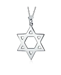 Bling Jewelry Classic Simple Religious Judaica Hanukkah Open Magen Star of David Pendant Necklace .925 Sterling Silver