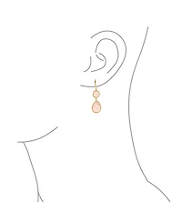 Bling Jewelry Elegant Soft Pink Dangle Earrings Double Round Teardrop, Lever Back 14K Gold-Plated .925 Sterling Silver