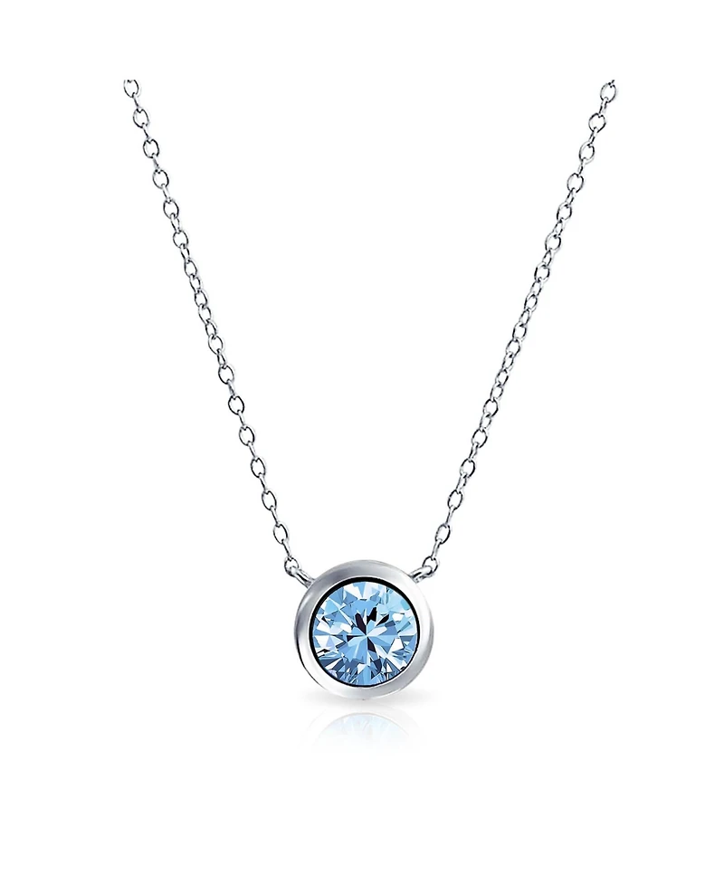 Bling Jewelry Classic Cubic Zirconia 2CT Round Cz Bezel Set Pendant Necklace Sterling Silver