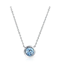 Bling Jewelry Classic Cubic Zirconia 2CT Round Cz Bezel Set Pendant Necklace Sterling Silver