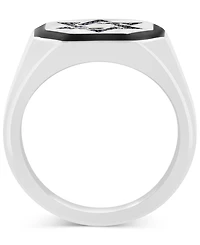 Effy Men's Black Spinel (1/6 ct. t.w.) & Black Enamel Star of David Ring in Sterling Silver