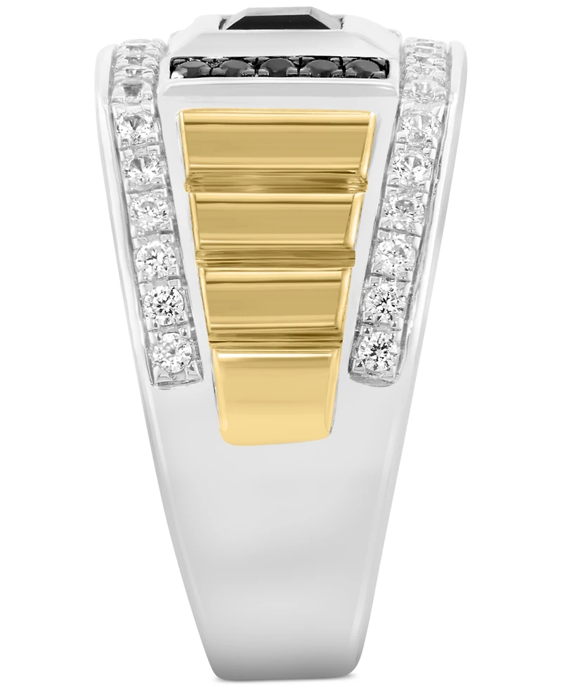 Effy Men's Black Spinel (7/8 ct. t.w.) & Zircon (1 ct. t.w.) in Sterling Silver & Gold Plate