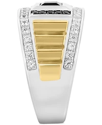Effy Men's Black Spinel (7/8 ct. t.w.) & Zircon (1 ct. t.w.) in Sterling Silver & Gold Plate