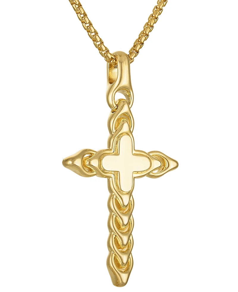 Bulova Diamond (1/2 ct. t.w.) Link Cross Pendant 26" Necklace in 14k Gold