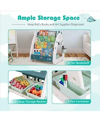 Givimo 3-In-1 Double Sided Magnetic Dry-Erase Board with Stool and Flipped Writing Desktop