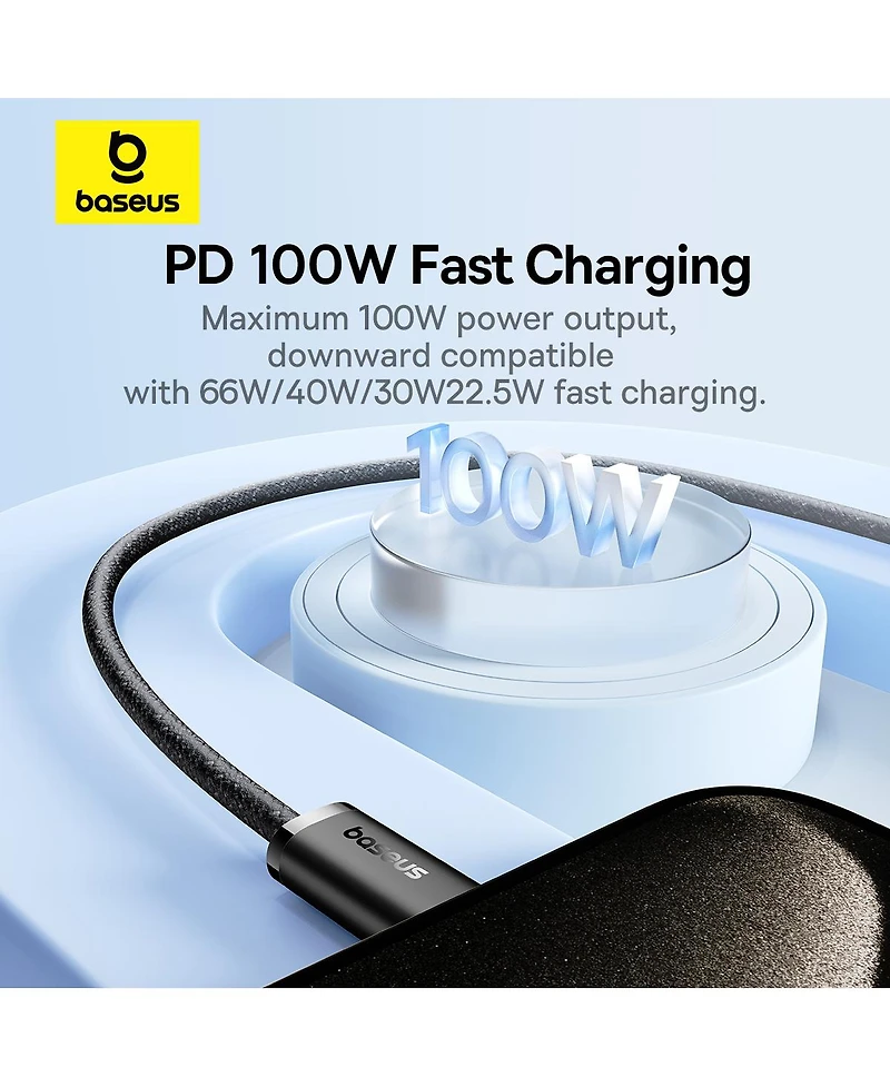 Baseus Usb-c to Cable 100W Usb Charging 3.3ft, Yellow
