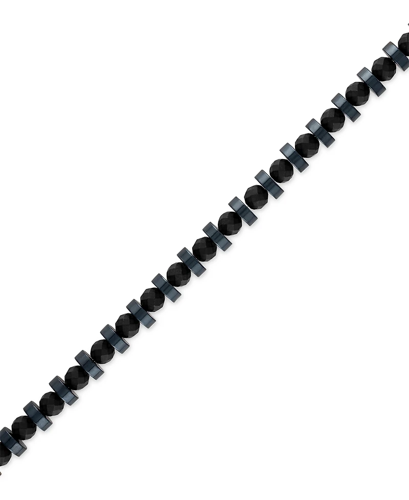 Bulova Black Onyx & Blue-Tone Stainless Steel Bracelet