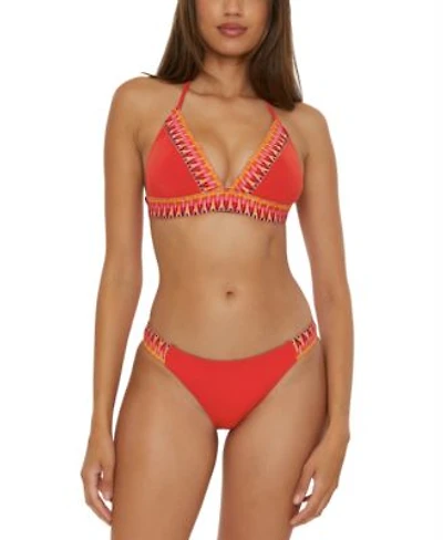 Becca Womens Fiesta Halter Bikini Top Side Tab Bottoms
