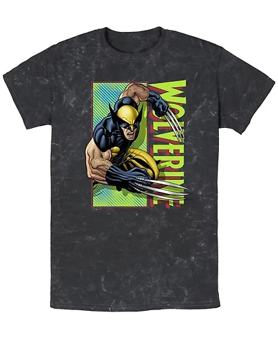 Fifth Sun Men's Mvl Wolverine Attack Panel Short Sleeve Mineral Wash Tee