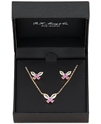 2-Pc. Set Lab-Created Pink Sapphire (3/4 ct. t.w.) & Lab-Created White Sapphire (1-7/8 ct. t.w.) Pendant Necklace & Matching Stud Earrings in 14k Gold