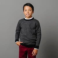 Hope & Henry Boys Organic Long Sleeve Intarsia Crew Neck Pullover Sweater