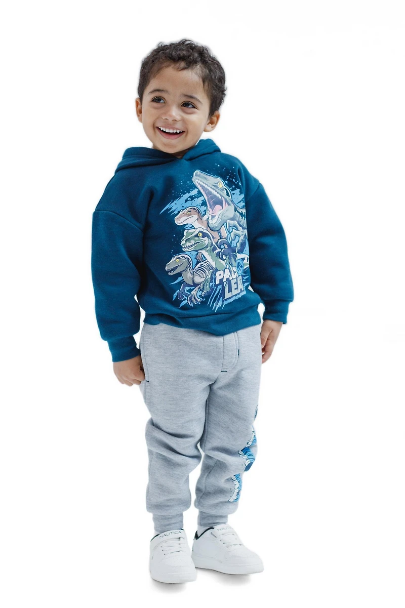 Jurassic World Boys Dinosaur Jurassic Park T-Rex Fleece Pullover Hoodie and Pants Outfit Set to