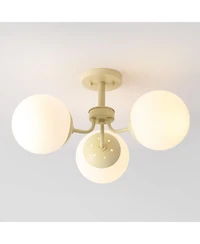 Jonathan Y Olivier 3-Light Bohemian Farmhouse Iron/Frosted Glass Led Semi Flush Mount