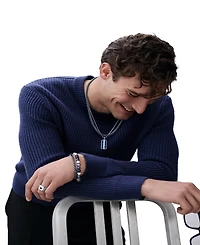 Esquire Men's Jewelry Link Chain Bracelet in Stainless Steel and Blue Ion-Plating, Created for Macy's