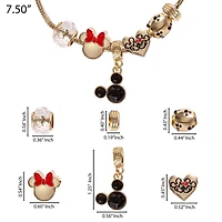 Disney Minnie Mouse Fashion 7" Charm Bracelet with Heart, Bow, and Crystal Beads