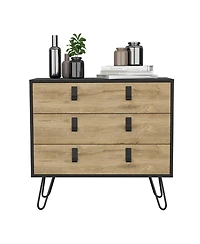 Huna Dresser 29" H, 3-Drawer organiser, Modern Chest of Drawers with Hairpin Legs and Metal Accents