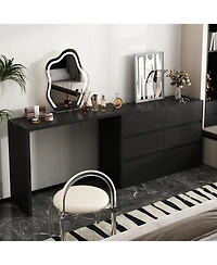 Homsee 6-Drawer L-Shaped Chest of Drawers with Rotatable Desktop