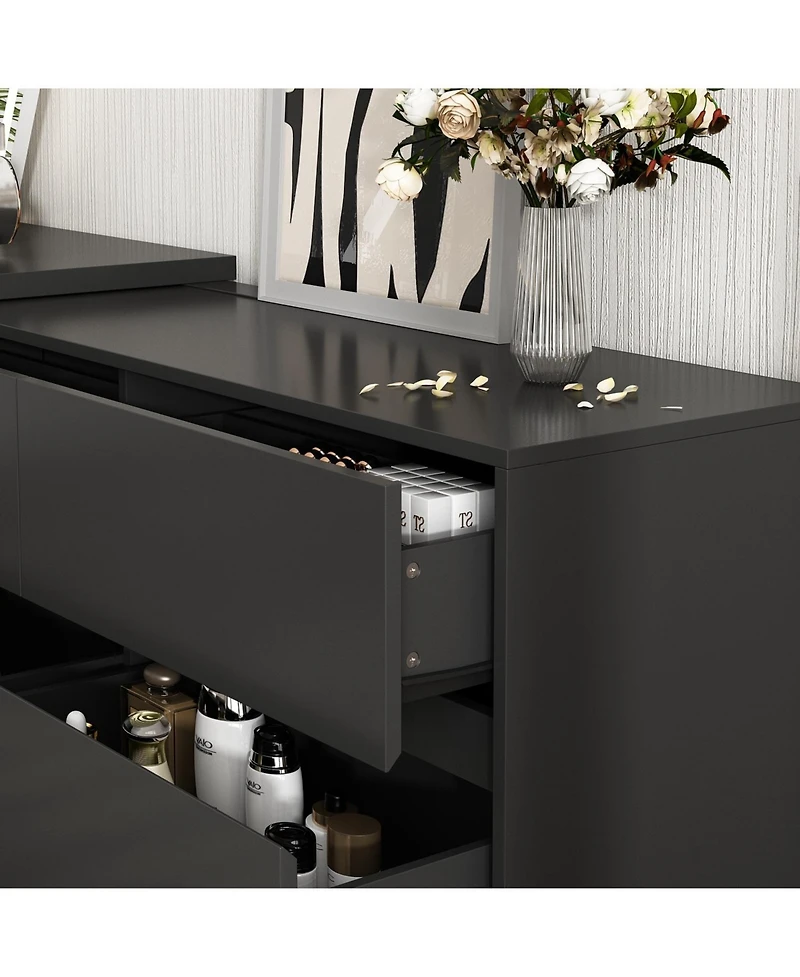 Homsee 6-Drawer L-Shaped Chest of Drawers with Rotatable Desktop