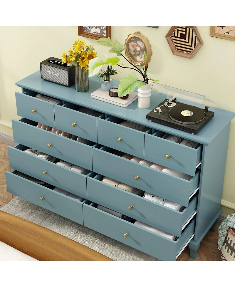 Homsee Blue Paint Finish 10-Drawer Cabinet Organizer