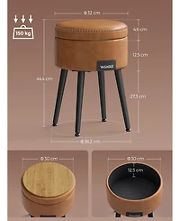 Songmics Home Mid-Century Modern Style Storage Ottoman Vanity Stool, Ink Black