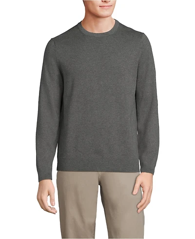 Lands' End Men's Fine Gauge Cotton Crew Neck Sweater
