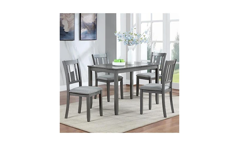 Wooden Dining Chairs Set of 4, Kitchen Chair with Padded Seat, Upholstered Side Chair for Dining Room, Living Room, Gray