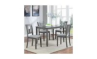 Wooden Dining Chairs Set of 4, Kitchen Chair with Padded Seat, Upholstered Side Chair for Dining Room, Living Room, Gray