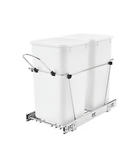 Rev-a-Shelf Double Pullout Trash Can 27 qt. for Kitchen, White, Rv-15KD-11C S