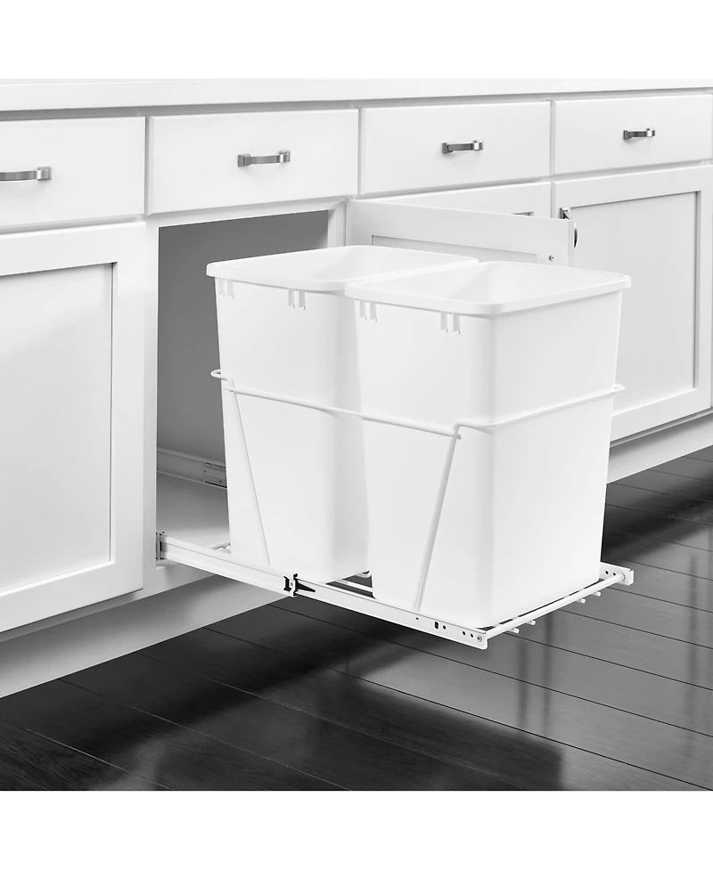 Rev-a-Shelf Double Pullout Kitchen Cabinet 27 qt. Trash Can, Rv-15PB-2 S