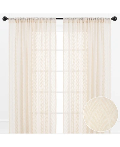 Chanasya Premium Quatrefoil Voile Sheer Curtains - 2-Panel Light Filtering for Living Room, Bedroom