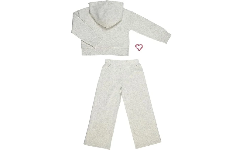 Paris Hilton Toddler Girls Hoodie Sweatshirt and Wide Leg Sweatpants Lounge Set with Hair Ties