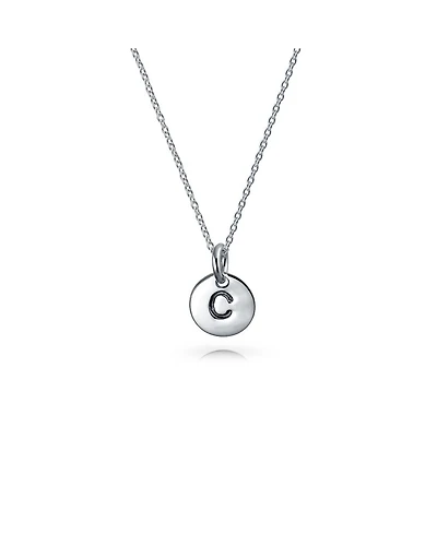 Bling Jewelry Tiny Minimalist Initial Pendant Necklace Sterling Silver A-z Alphabet Disc