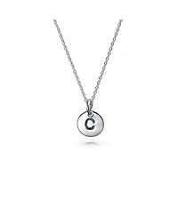 Bling Jewelry Tiny Minimalist Initial Pendant Necklace Sterling Silver A-z Alphabet Disc