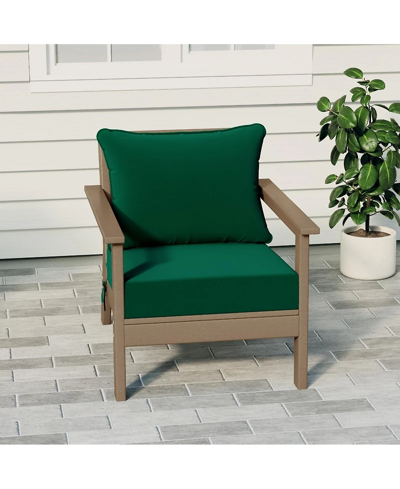WestinTrends Outdoor Modern Hdpe Patio Weathered Wood Club Chair with Deep Seat Cushions