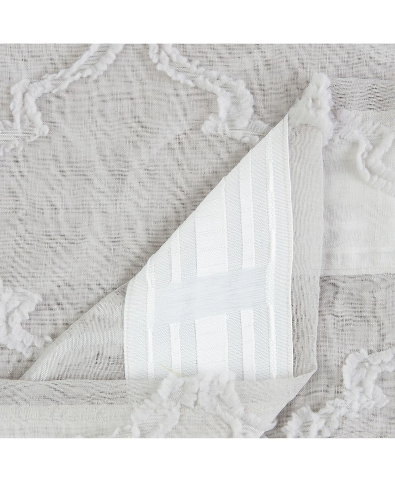 Chanasya Premium 2-Panel Moroccan Embroidered Design Textured Sheer Curtain Panels