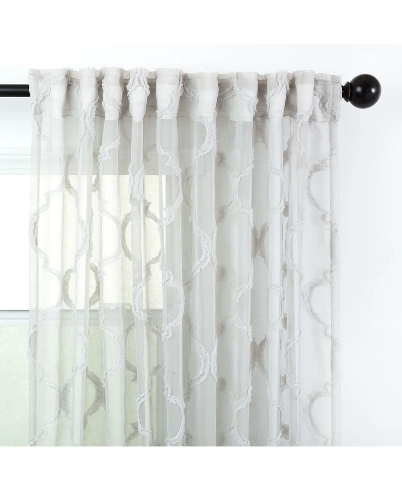 Chanasya Premium 2-Panel Moroccan Embroidered Design Textured Sheer Curtain Panels - for Windows Living Room Bedroom Kitchen Office